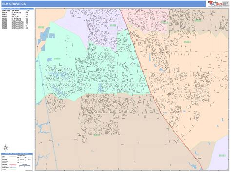 Elk Grove California Wall Map Color Cast Style By Marketmaps