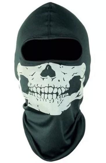 Touca Ninja Balaclava Preta Estampa Caveira Capacete Paintball lenço