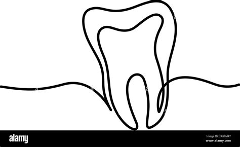 Dental Tooth Icon Continuous One Line Drawing Style Line Art Of Tooth