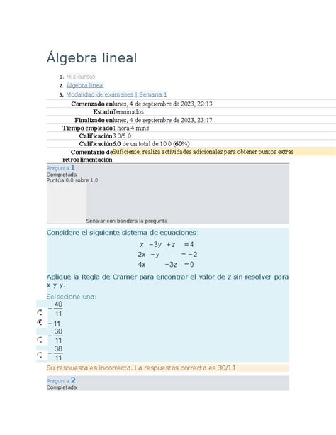 Álgebra lineal Utel examen 1 ISC Álgebra lineal Mis cursos Álgebra