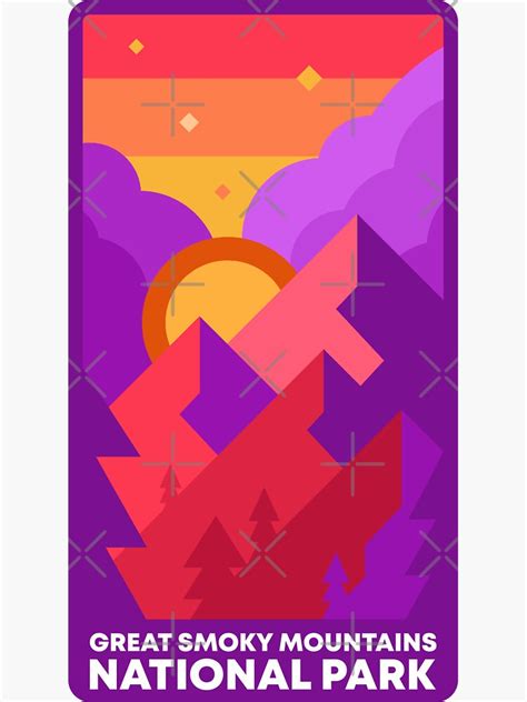 "Great Smoky Mountains National Park Flat Art" Sticker by WhimzyArts | Redbubble