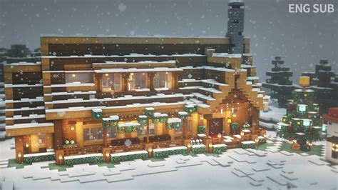 Minecraft How To Build a Winter Log Cabin Tutorial 3 마인크래프트 건축