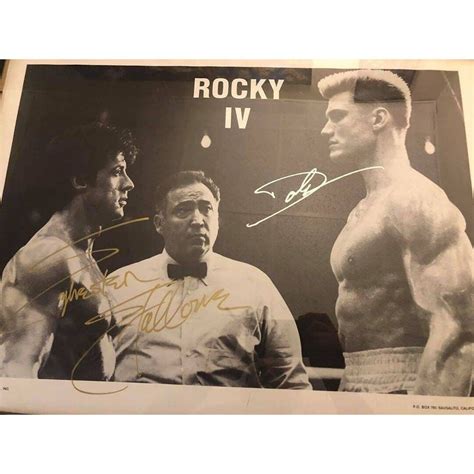 Rocky 4 Signed Poster Sylvester Stallone Dolph Lundgren 1986 Original