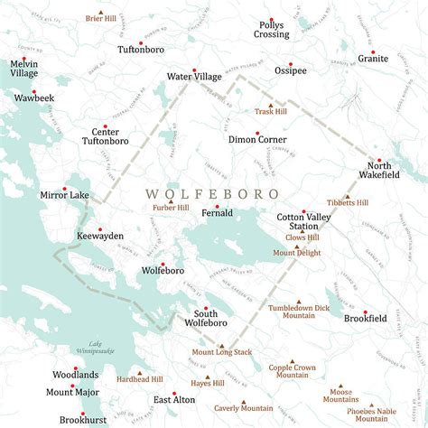 Nh Carroll Wolfeboro Vector Road Map Digital Art By Frank Ramspott