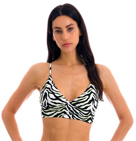 Parte Superior De Bikini Tipo Bralette Atigrado En Blanco Y Negro Con