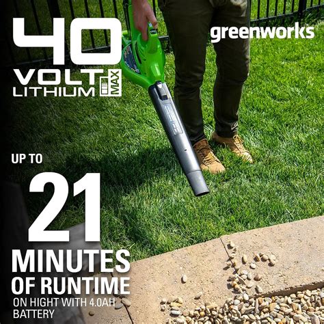 Greenworks 40v 185 Mph 340 Cfm Cordless Brushless Leaf Blower Vacuum With 40ah Battery And