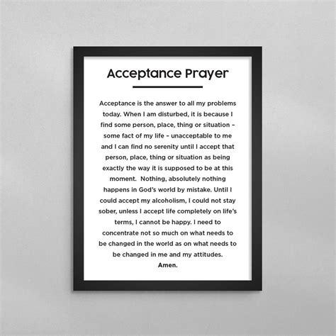 Acceptance Prayer Minimal Poster AA NA Alcoholics Narcotics Anonymous