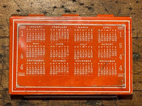 Authentic Vintage 1940s Tin Stamp Ink Pad Litho Orange And White Colors