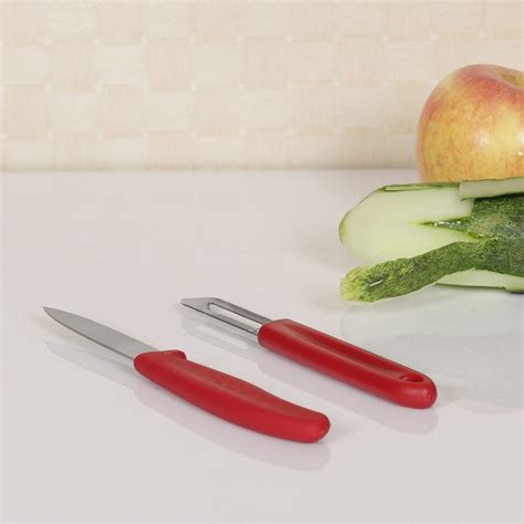 Victorinox Stainless Steel Peeler And Paring Knife Red Stainless Steel