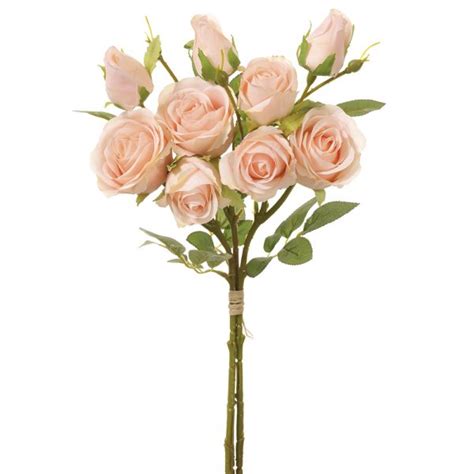 17.5" Rose Bouquet Peach | Artificial | 12 pieces | Silk Flower Depot