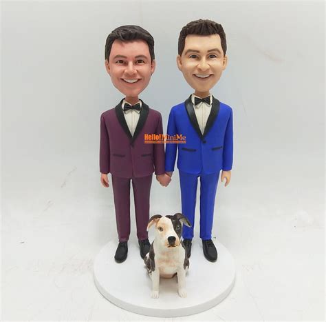 Custom Gay Wedding Cake Topper Same Sex Couple Bobblehead K105 Etsy