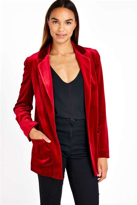 Red Velvet Blazer Jacket Clothes Fashion Clothes For Women