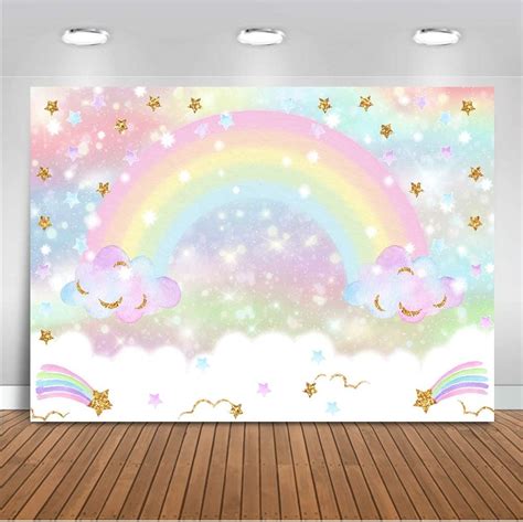 Amazon.com : Mocsicka Rainbow Backdrop 7x5ft Pastel Rainbow Birthday ...