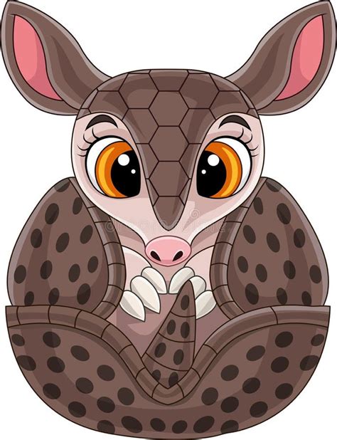 Dibujos Animados Lindo Bebé Armadillo Enrollado Ilustración del Vector