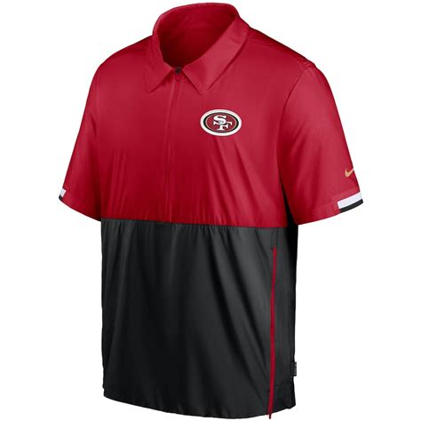 Men S San Francisco 49ers Nike Scarlet Black Sideline Coaches Half Zip