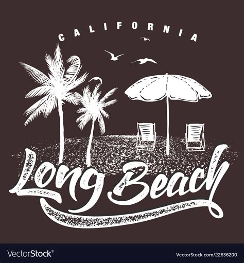 California Long Beach Typography For T Shirt Vector Image