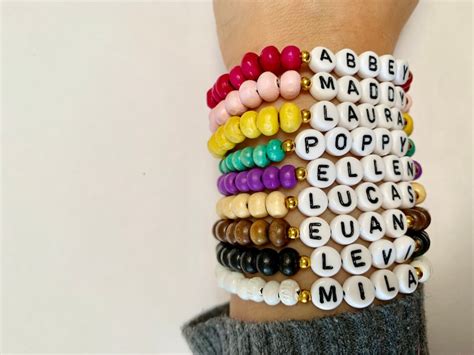 Childrens Bracelets Name Bracelets for Children Wood Bead - Etsy