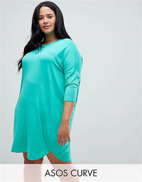 Asos Curve Oversize T Shirt Dress With Seam Detail Asos