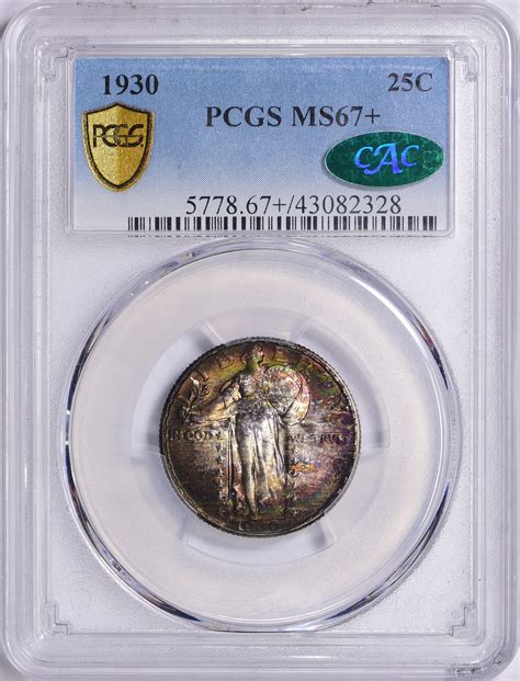 Standing Liberty Quarter Pcgs Ms Cac Green Toned Item