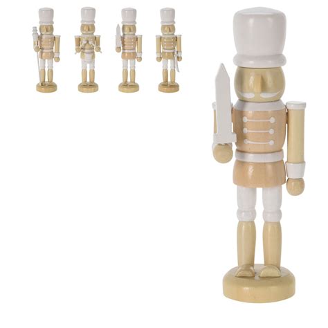 FIGURINE CASSE NOISETTES BOIS DE PIN 13CM BLANC