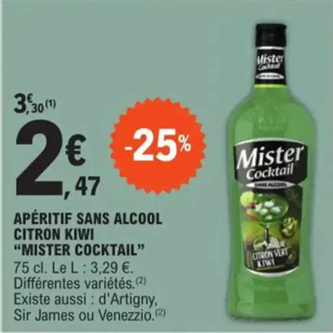 Promo Ap Ritif Sans Alcool Citron Kiwi Mister Cocktail Chez E Leclerc