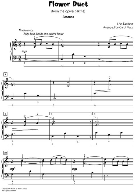 Flower Duet From The Opera Lakmé Sheet Music For 1 Piano 4 Hands Sheet Music Now