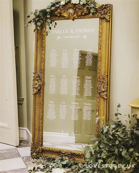 Wedding Table Seating Chart Mirror