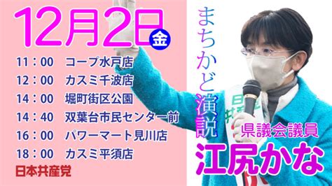 20221202banner Kanaweb 日本共産党 茨城県議 江尻かな Official Website