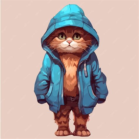 Premium Vector | Drawn cute cat in clothes