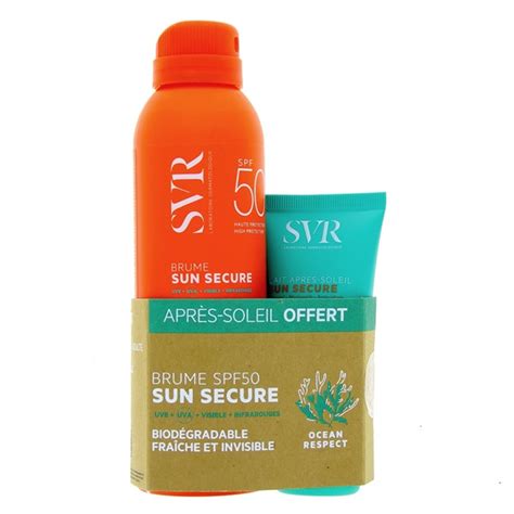 Sun Secure Brume SPF50 200ml Lait après soleil 50ml offert SVR