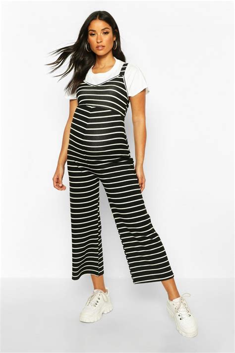 Maternity Stripe Pinafore Jumpsuit