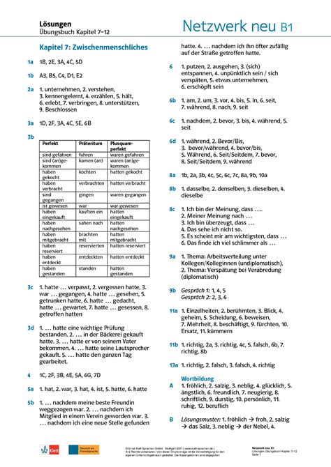 NWneu B1 Ue B K7 12 loesungen Übungsbuch Kapitel 7 12 Netzwerk neu B