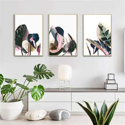 Artbyhannah Pack X Inch Framed Plant Canvas Wall Art With