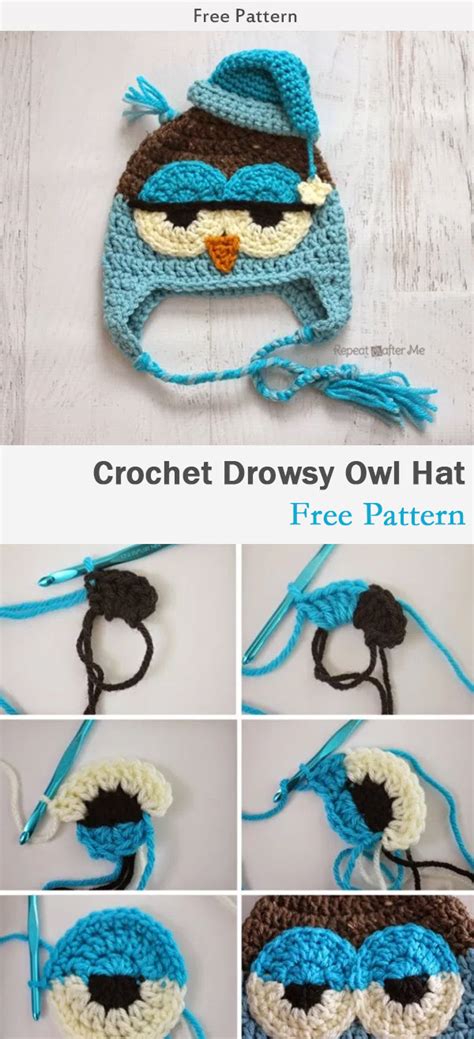 Crochet Drowsy Owl Hat Free Pattern