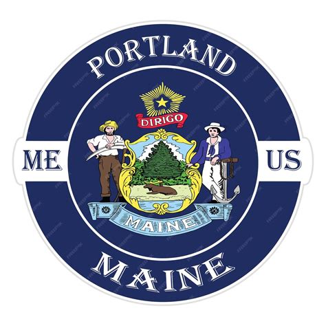 Premium Vector Portland Maine Flag Usa Travel Souvenir Seal Stamp