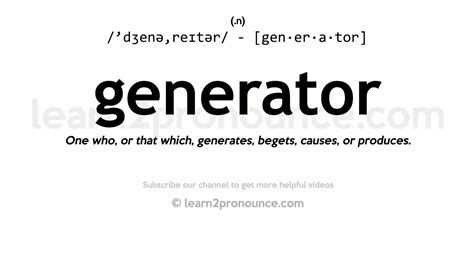 Pronunciation of Generator | Definition of Generator - YouTube