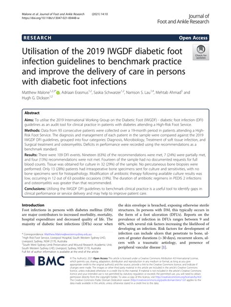 (PDF) Utilisation of the 2019 IWGDF diabetic foot infection guidelines ...