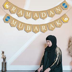 Ptfny Ramadan Mubarak Burlap Banner Muslim Ramadan Mubarak Bunting