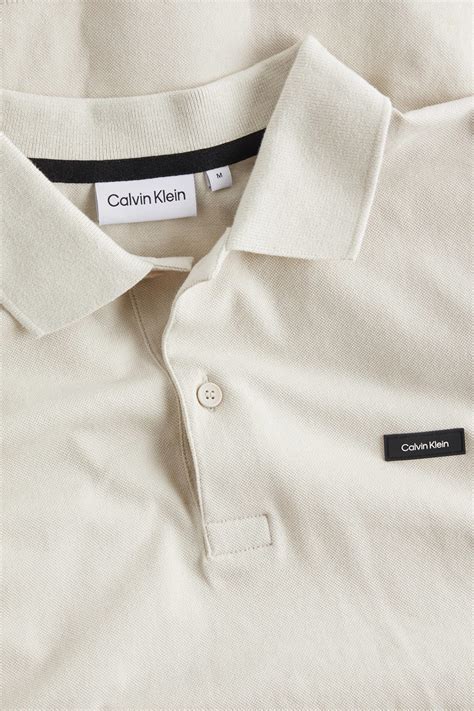 Calvin Klein Slim Fit Polo Met Biologisch Katoen Stony Beige Wehkamp