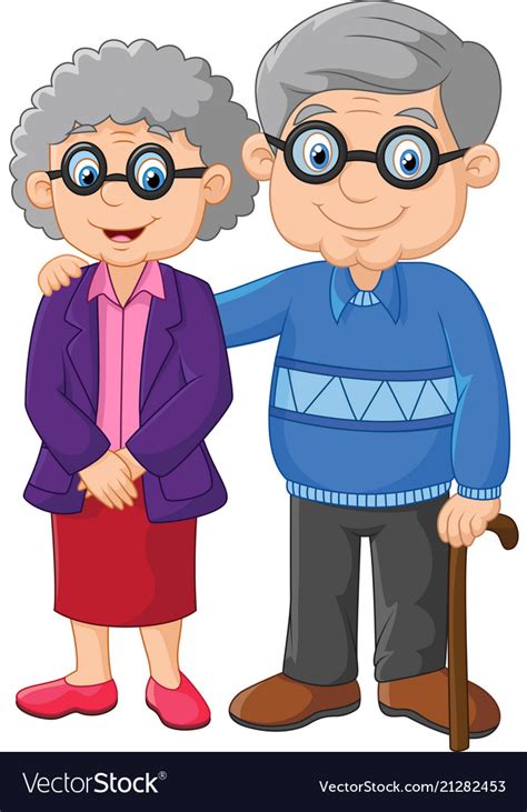 Cartoon Elderly Couple Isolated On White Vector Image