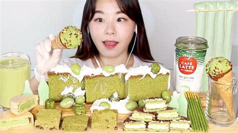 Sub Asmr Green Tea Dessert Mukbang Green Color Food Ice