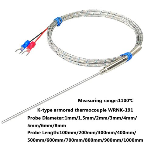 K Type Armored Thermocouple Wrnk Temperature Sensor Mm Mm Mm