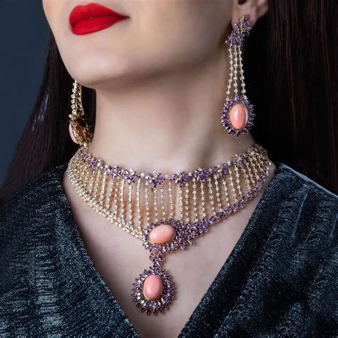 Godki New Trendy Uae Pcs Real Coral Pink Dubai Jewelry Set For Women