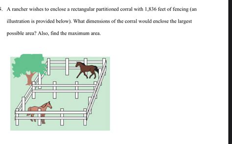 5 A Rancher Wishes To Enclose A Rectangular Partitioned Corral With