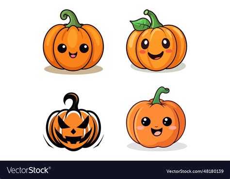 Cute halloween pumpkins Royalty Free Vector Image