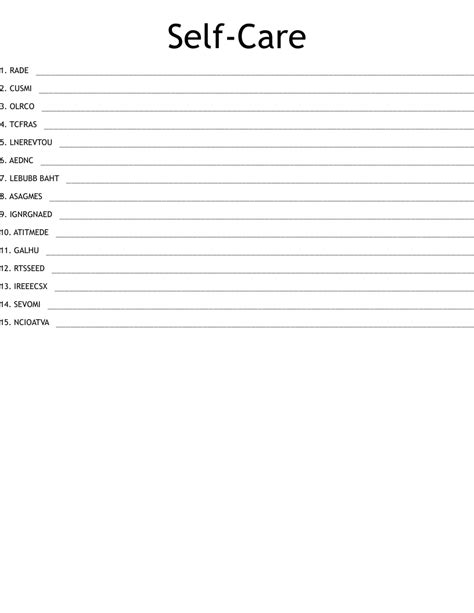 Self Nurturing Ideas Word Search Wordmint