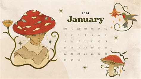 January 2024 Calendar Wallpaper Desktop Aesthetic Orel Tracey