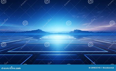 Futuristic Horizon Background With Blue Light Genarative Ai Stock