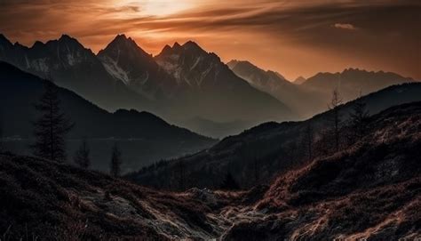 Pico De Monta A Majestuosa Belleza De Paisaje De Puesta De Sol