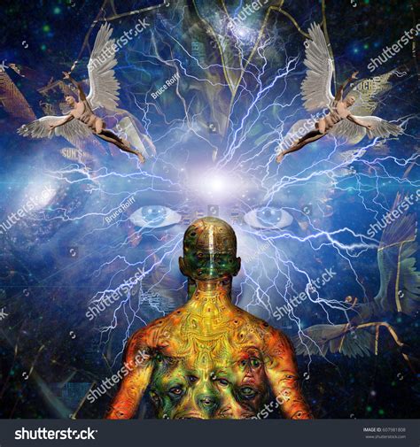 Face God Naked Man Wings Represents Shutterstock